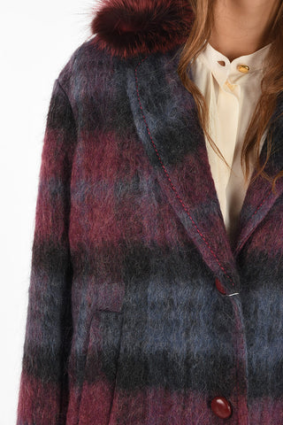tartan peacoat with fur