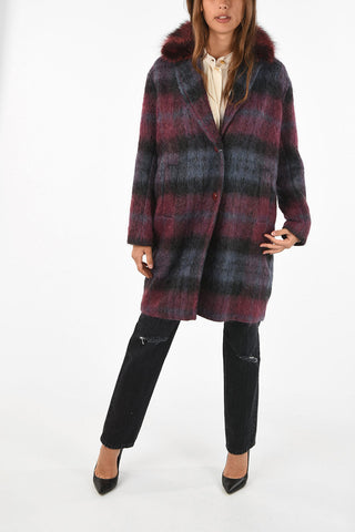 tartan peacoat with fur