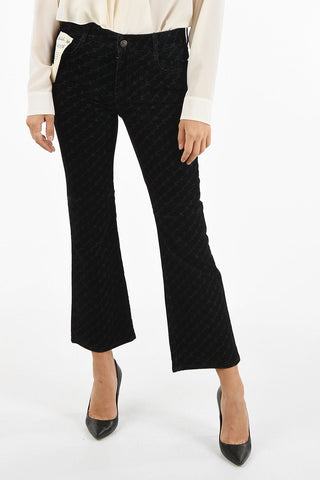 velvet bootcut pants with logo