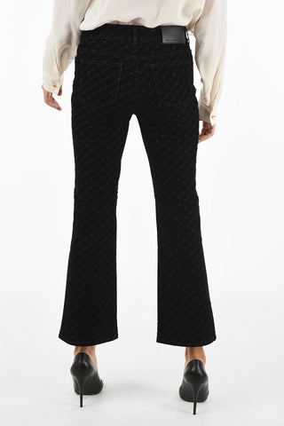 velvet bootcut pants with logo