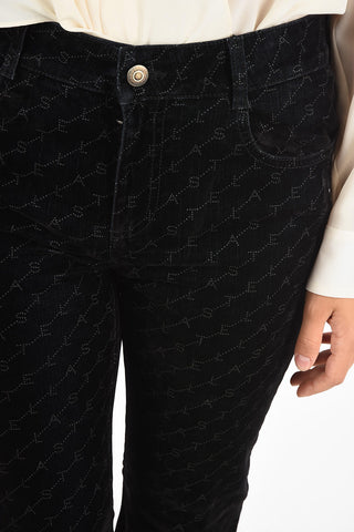 velvet bootcut pants with logo
