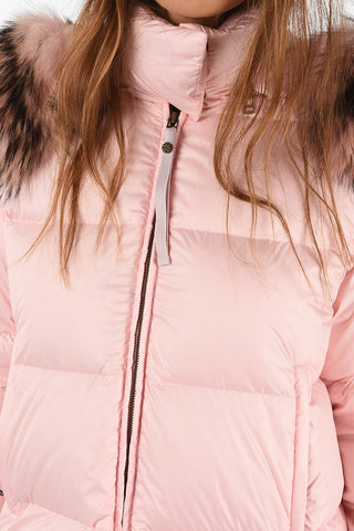 Quilted down jacket with raccoon Fur