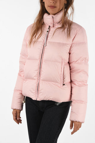 Quilted down jacket with raccoon Fur