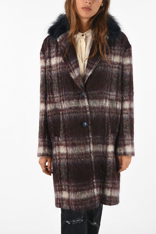 tartan peacoat with fur