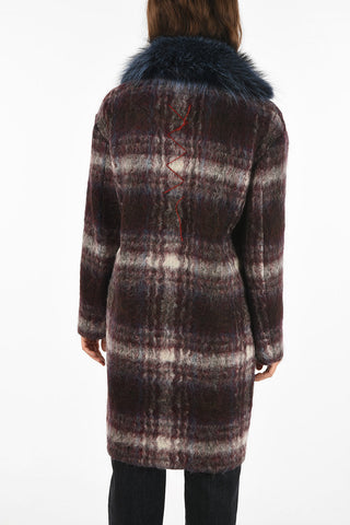 tartan peacoat with fur