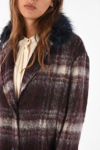 tartan peacoat with fur