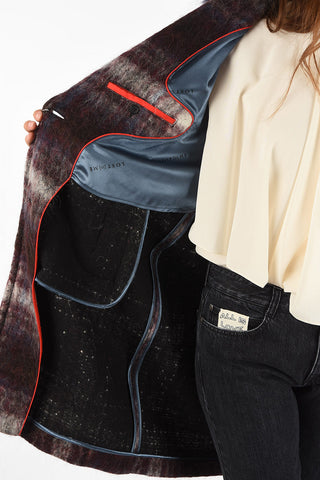 tartan peacoat with fur