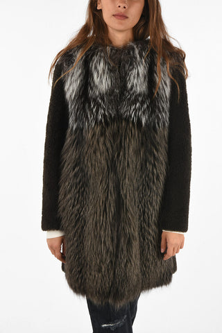 fur and fox tuxedo coat