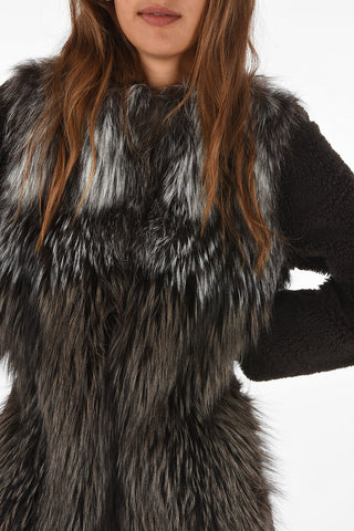 fur and fox tuxedo coat