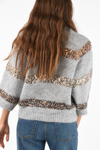 sequined crew-neck sweater