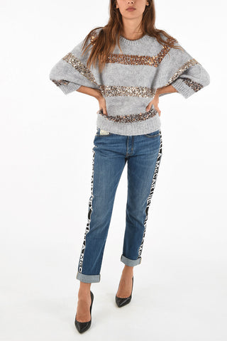 sequined crew-neck sweater