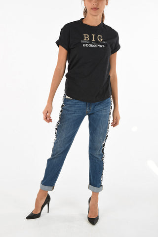T-shirt Stampata con Borchie