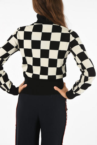 check cashmere turtle-neck sweater
