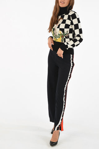 check cashmere turtle-neck sweater