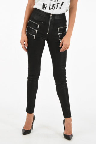 pantalone in pelle scamosciata