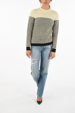 awning striped crew-neck sweater