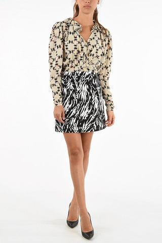 zebra-print mini a-line skirt
