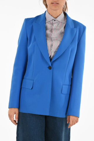 no vent peak lapel 1-button blazer