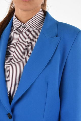 no vent peak lapel 1-button blazer