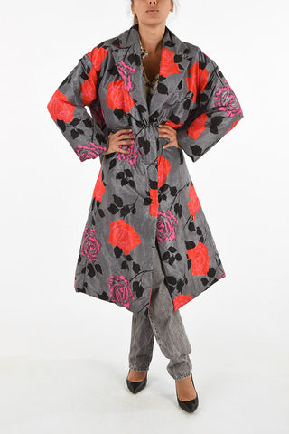 roses-print padded chesterfield coat