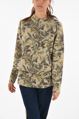 Floral-print turtle-neck maxi sweater