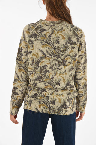 Floral-print turtle-neck maxi sweater