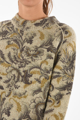 Floral-print turtle-neck maxi sweater