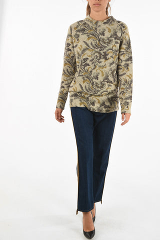 Floral-print turtle-neck maxi sweater