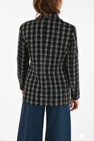 gingham check double-breasted blazer