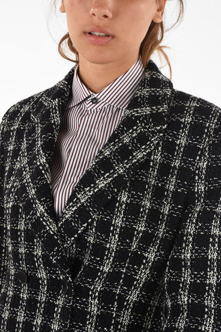 gingham check double-breasted blazer