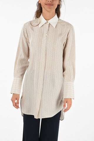Printed silk classic collar shirt