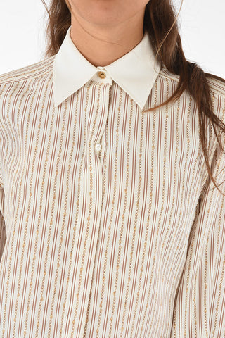 Printed silk classic collar shirt