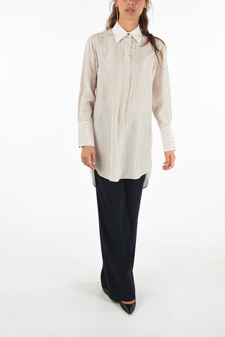 Printed silk classic collar shirt