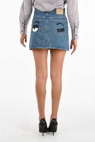 mini gonna in denim a vita alta