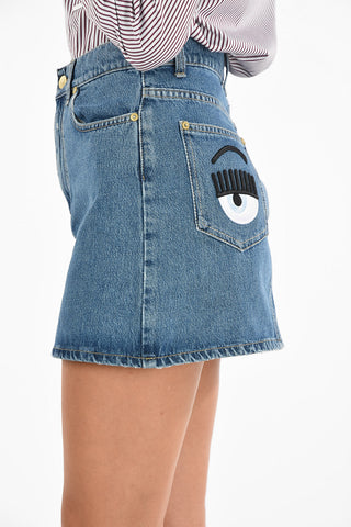 mini gonna in denim a vita alta