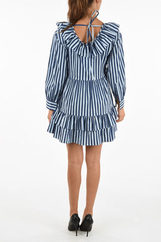 bengal striped ruffled mini shirtdress