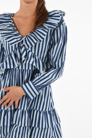 bengal striped ruffled mini shirtdress