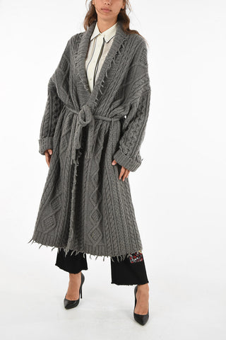 Cappotto FISHERMAN in maglia aran con cintura