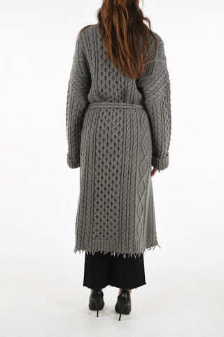 Cappotto FISHERMAN in maglia aran con cintura