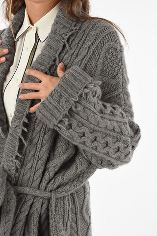 Cappotto FISHERMAN in maglia aran con cintura