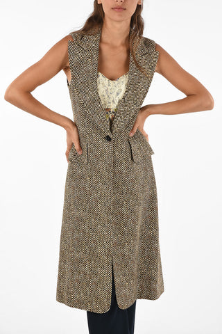 herringbone Printed Longline Vest