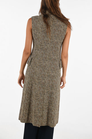 herringbone Printed Longline Vest