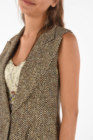 herringbone Printed Longline Vest