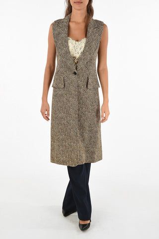 herringbone Printed Longline Vest