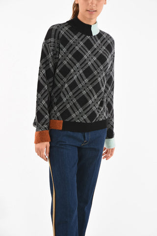 plaid turtle-neck sweater