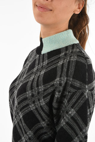 plaid turtle-neck sweater