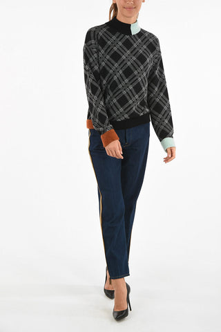 plaid turtle-neck sweater