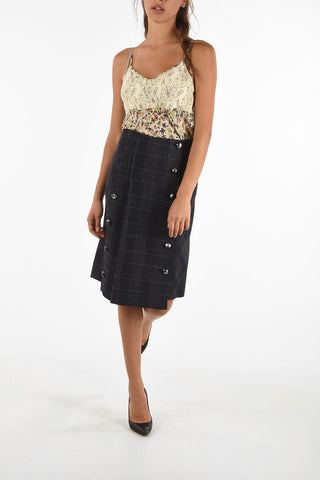 plaid knee lenght Skirt