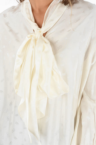 silk tie neck blouse