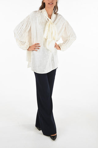 silk tie neck blouse